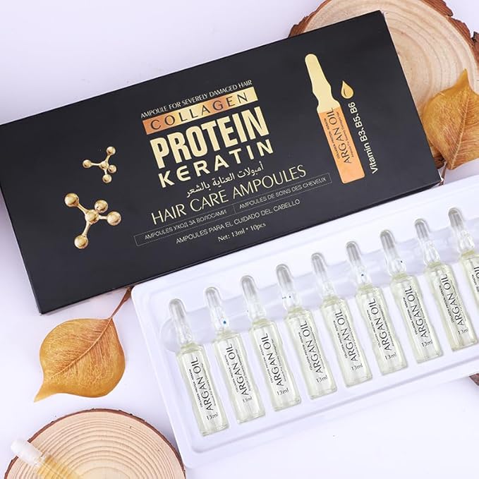 Complete Moisturizing Protein Brazilian Ultimate Hair Repair Kit- Salon‑Quality Enriched with Argan, Keratin, Collagen & Jojoba. Frizz Control, Revive Silky Hair. (Care Ampoules 1box) - Image 2